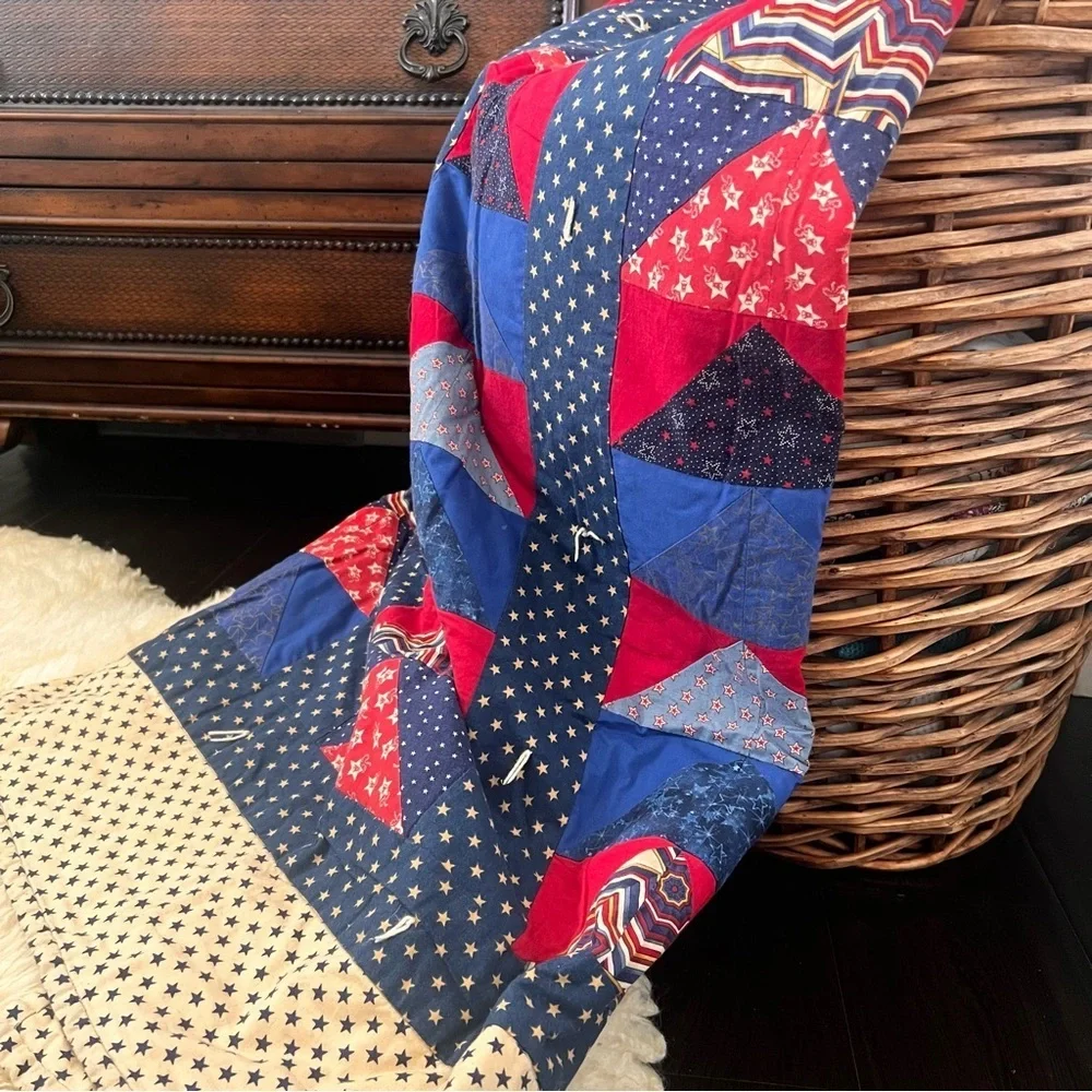 50”x40” New Handmade Patriotic Quilt, 100% Cotton.